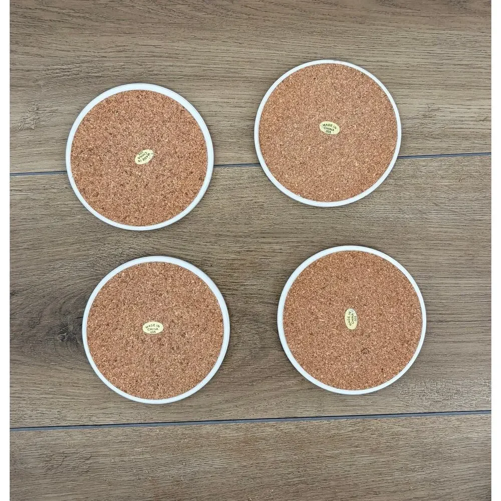 Vintage Retro Ceramic Martini Cocktail Drink Coasters - Set of 4 Black/Multi